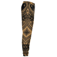 Polynesian Plumeria Mix Gold Black Joggers - Polynesian Pride