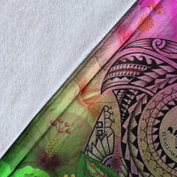 Tuvalu Premium Blanket - Manta Ray Tropical Flowers - Polynesian Pride