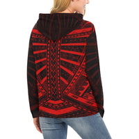 Polynesian Tattoo All Over Hoodie Red - Polynesian Pride