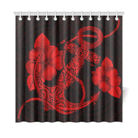 Anchor Red Poly Tribal Shower Curtain - Polynesian Pride