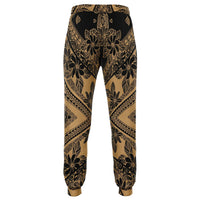 Polynesian Plumeria Mix Gold Black Joggers - Polynesian Pride