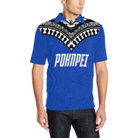 Pohnpei Mens All Over Print Polo Shirt Pohnpei Flag Micronesian Pattern - Polynesian Pride