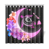 Hawaii Map Moon Star Turtle Plumeria Hibiscus Shower Curtain - Polynesian Pride