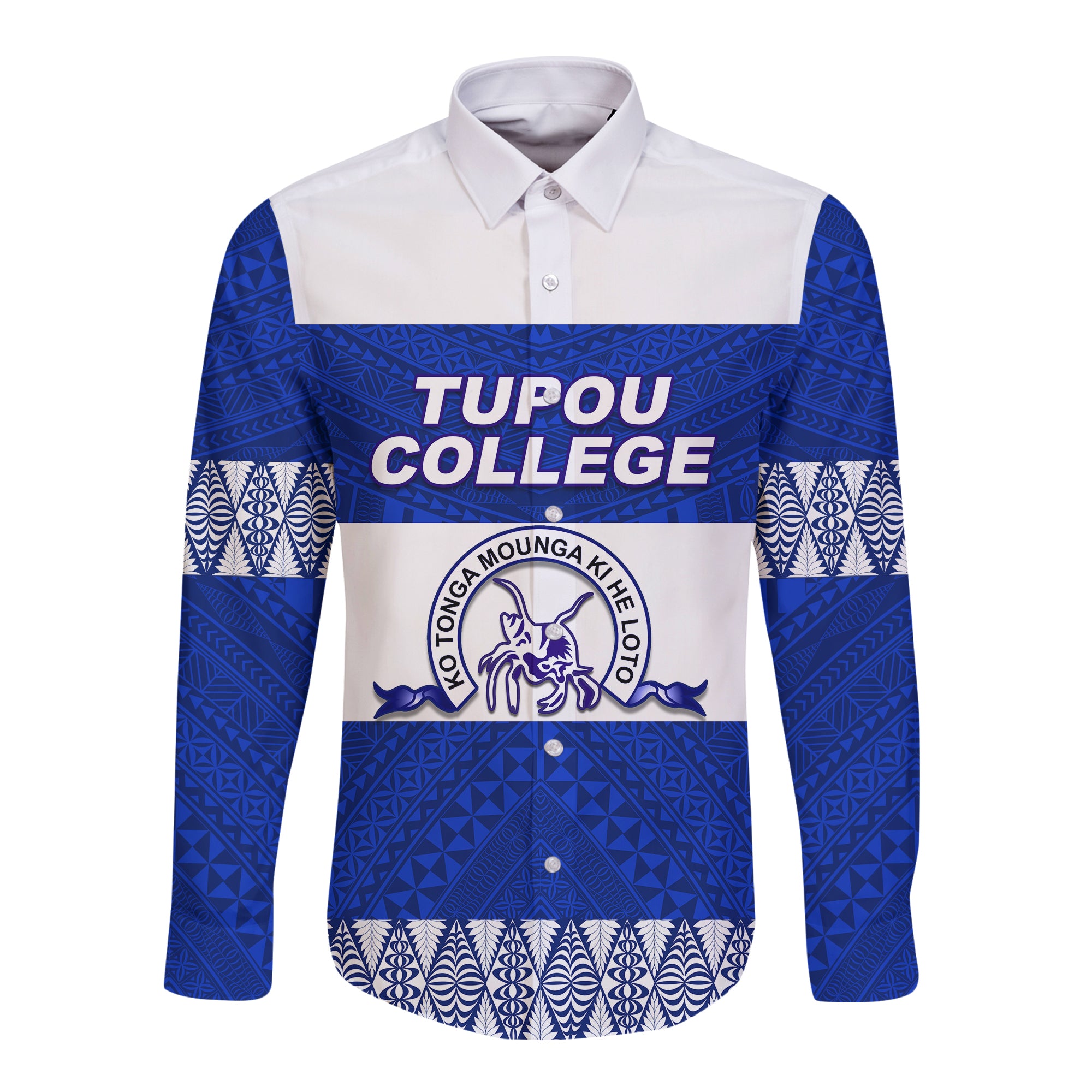 Tupou College Toloa Hawaii Long Sleeve Button Shirt Version Special LT13 Unisex Blue - Polynesian Pride