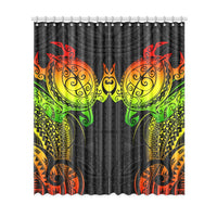 Turtle Window Curtain Reggage Polynesian (Two Pieces) One Size 52"x120"(Two Piece) Black - Polynesian Pride