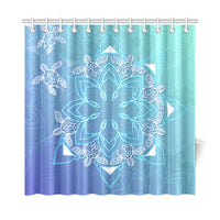 Flower Turtle Shower Curtain 177 x 172 (cm) Blue - Polynesian Pride