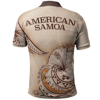 American Samoa Polo Shirt Hibiscus Flowers Vintage Style - Polynesian Pride