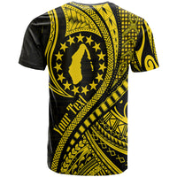 Custom Aitutaki Cook Islands T Shirt Gold Polynesian Wave Style LT9 - Polynesian Pride