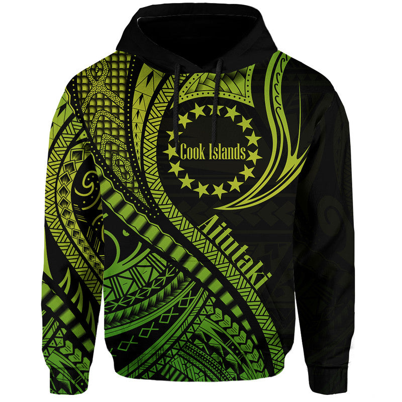 Aitutaki Cook Islands Hoodie Green Polynesian Wave Style LT9 Hoodie Green - Polynesian Pride