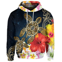 Custom Hawaiian Hawaii Honu Hibiscus Galaxy Hoodie - Polynesian Pride