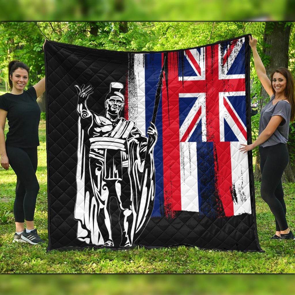 Hawaiian - Hawaii King Flag Premium Quilts - AH Black - Polynesian Pride