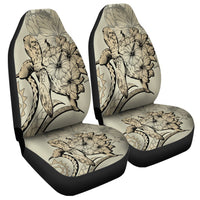 Hawaiian - Hawaii Turtle Hibiscus Polynesian Vintage Car Seat Covers - Beige - AH Universal Fit Black - Polynesian Pride