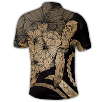 Hawaiian Hawaii Turtle Hibiscus Polynesian Vintage Polo Shirt Gold - Polynesian Pride