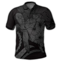 Hawaiian Hawaii Turtle Hibiscus Polynesian Vintage Polo Shirt Gray - Polynesian Pride