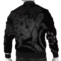 Hawaiian - Hawaii Turtle Hibiscus Polynesian Vintage Bomber Jacket - Gray - AH - Polynesian Pride