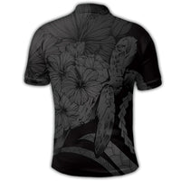 Hawaiian Hawaii Turtle Hibiscus Polynesian Vintage Polo Shirt Gray - Polynesian Pride