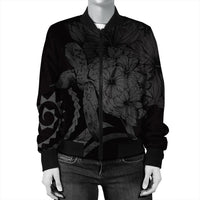 Hawaiian - Hawaii Turtle Hibiscus Polynesian Vintage Bomber Jacket - Gray - AH - Polynesian Pride
