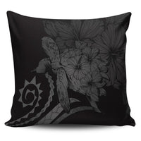 Hawaiian - Hawaii Turtle Hibiscus Polynesian Vintage Pillow Covers - Gray - AH Pillow Covers Black - Polynesian Pride