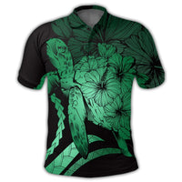 Hawaiian Hawaii Turtle Hibiscus Polynesian Vintage Polo Shirt Green - Polynesian Pride