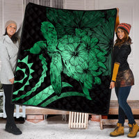 Hawaiian - Hawaii Turtle Hibiscus Polynesian Vintage Premium Quilts - Green - AH - Polynesian Pride