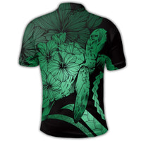 Hawaiian Hawaii Turtle Hibiscus Polynesian Vintage Polo Shirt Green - Polynesian Pride