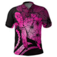 Hawaiian Hawaii Turtle Hibiscus Polynesian Vintage Polo Shirt Pink - Polynesian Pride