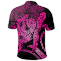 Hawaiian Hawaii Turtle Hibiscus Polynesian Vintage Polo Shirt Pink - Polynesian Pride