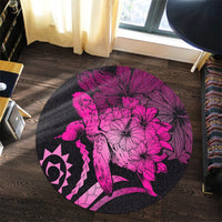 Hawaiian - Hawaii Turtle Hibiscus Polynesian Vintage Round Carpet - Pink - AH - Polynesian Pride