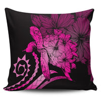 Hawaiian - Hawaii Turtle Hibiscus Polynesian Vintage Pillow Covers - Pink - AH Pillow Covers Black - Polynesian Pride