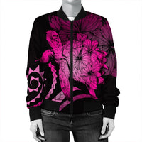 Hawaiian - Hawaii Turtle Hibiscus Polynesian Vintage Bomber Jacket - Pink - AH - Polynesian Pride
