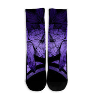 Hawaiian - Hawaii Turtle Hibiscus Polynesian Vintage Crew Socks - Purple - AH - Polynesian Pride