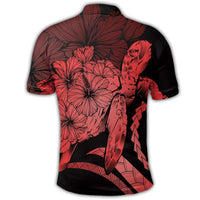 Hawaiian Hawaii Turtle Hibiscus Polynesian Vintage Polo Shirt Red - Polynesian Pride