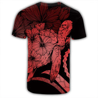 Hawaiian Hawaii Turtle Hibiscus Polynesian Vintage T Shirt Red - Polynesian Pride