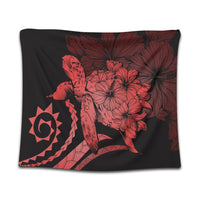 Hawaiian - Hawaii Turtle Hibiscus Polynesian Vintage Tapestry - Red - AH Wall Tapestry Black - Polynesian Pride