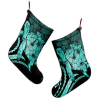 Hawaiian - Hawaii Turtle Hibiscus Polynesian Vintage Christmas Stocking - Turquoise - AH - Polynesian Pride