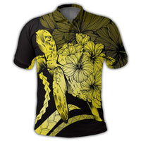 Hawaiian Hawaii Turtle Hibiscus Polynesian Vintage Polo Shirt Yellow - Polynesian Pride
