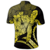 Hawaiian Hawaii Turtle Hibiscus Polynesian Vintage Polo Shirt Yellow - Polynesian Pride
