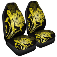 Hawaiian - Hawaii Turtle Hibiscus Polynesian Vintage Car Seat Covers - Yellow - AH Universal Fit Black - Polynesian Pride