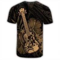 Hawaiian Hawaii Ukulele Flower T Shirt Gold - Polynesian Pride
