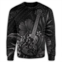 Hawaiian - Hawaii Ukulele Flower Sweatshirt - Gray - AH - Polynesian Pride
