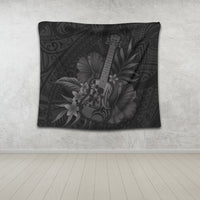 Hawaiian - Hawaii Ukulele Flower Tapestry - Gray - AH - Polynesian Pride