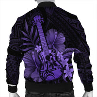 Hawaiian - Hawaii Ukulele Flower Bomber Jacket - Purple - AH - Polynesian Pride