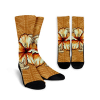 Hawaiian Vintage Hibiscus Crew Socks AH Crew Socks White - Polynesian Pride