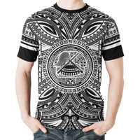 American Samoa T Shirt American Samoan Coat of Arms Polynesian White Black - Polynesian Pride