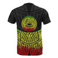 American Samoa Polynesian Custom T Shirt Reggae Pride Map and Seal - Polynesian Pride