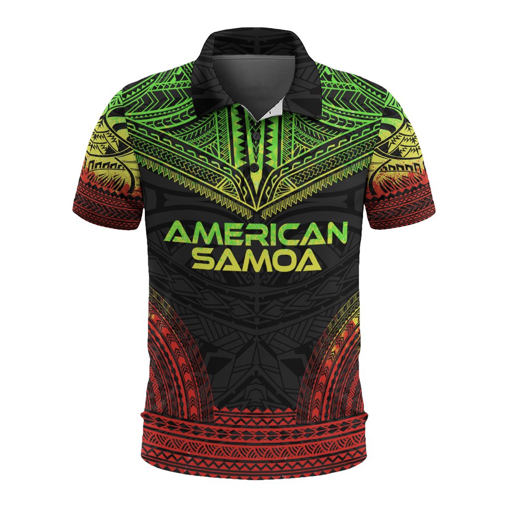 American Samoa Polo Shirt Amerika Samoa Seal Polynesian Chief Tattoo Reggae Version Unisex Reggae - Polynesian Pride