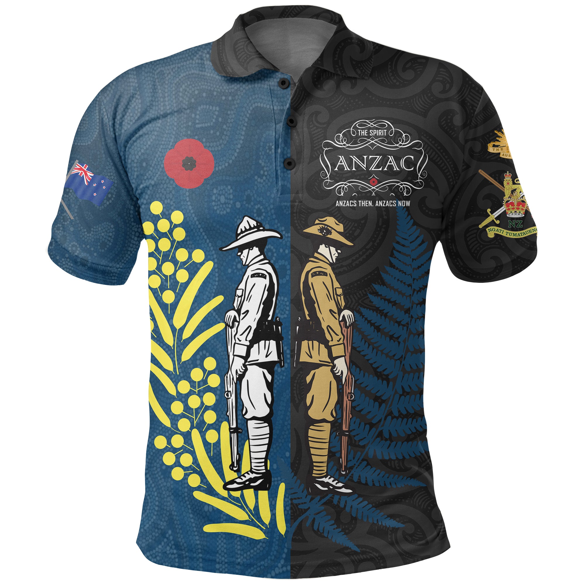 New Zealand Maori ANZAC Spirit Polo Shirt Lest We Forget Blue Unisex Blue - Polynesian Pride