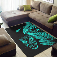 New Zealand Haka Rugby Maori Area Rug Silver Fern Vibes - Turquoise LT8 - Polynesian Pride