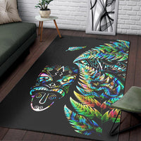 New Zealand Haka Rugby Maori Area Rug Silver Fern Vibes - Paua Shell LT8 - Polynesian Pride