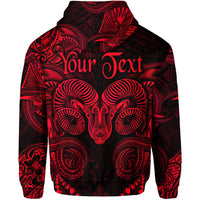 Custom Aries Zodiac Polynesian Zip Hoodie Unique Style Red LT8 - Polynesian Pride